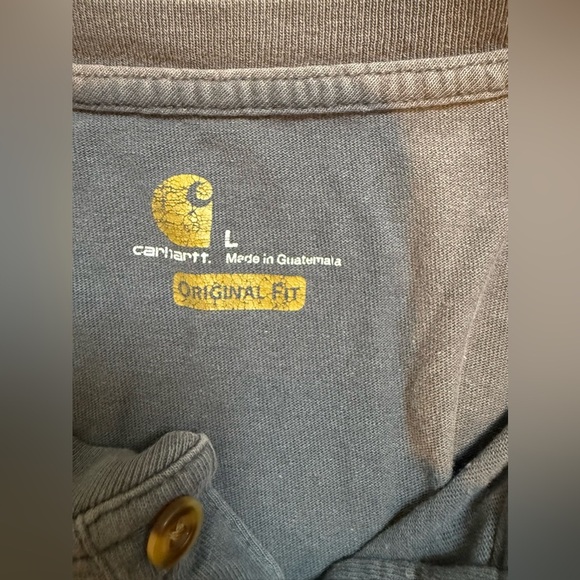 Carhartt Original Fit Henley Shirt L Gray K128 Long Sleeve Heavyweight Workwear - Picture 4 of 10